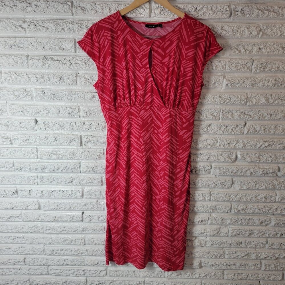 Apt. 9 Women's XL Dress Sleeveless Pink Watercolor Keyhole Stretch WAT44E